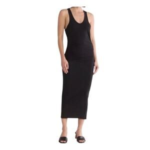 Standard James Perse Racerback Ruched midi dress black size 2 (Medium M)